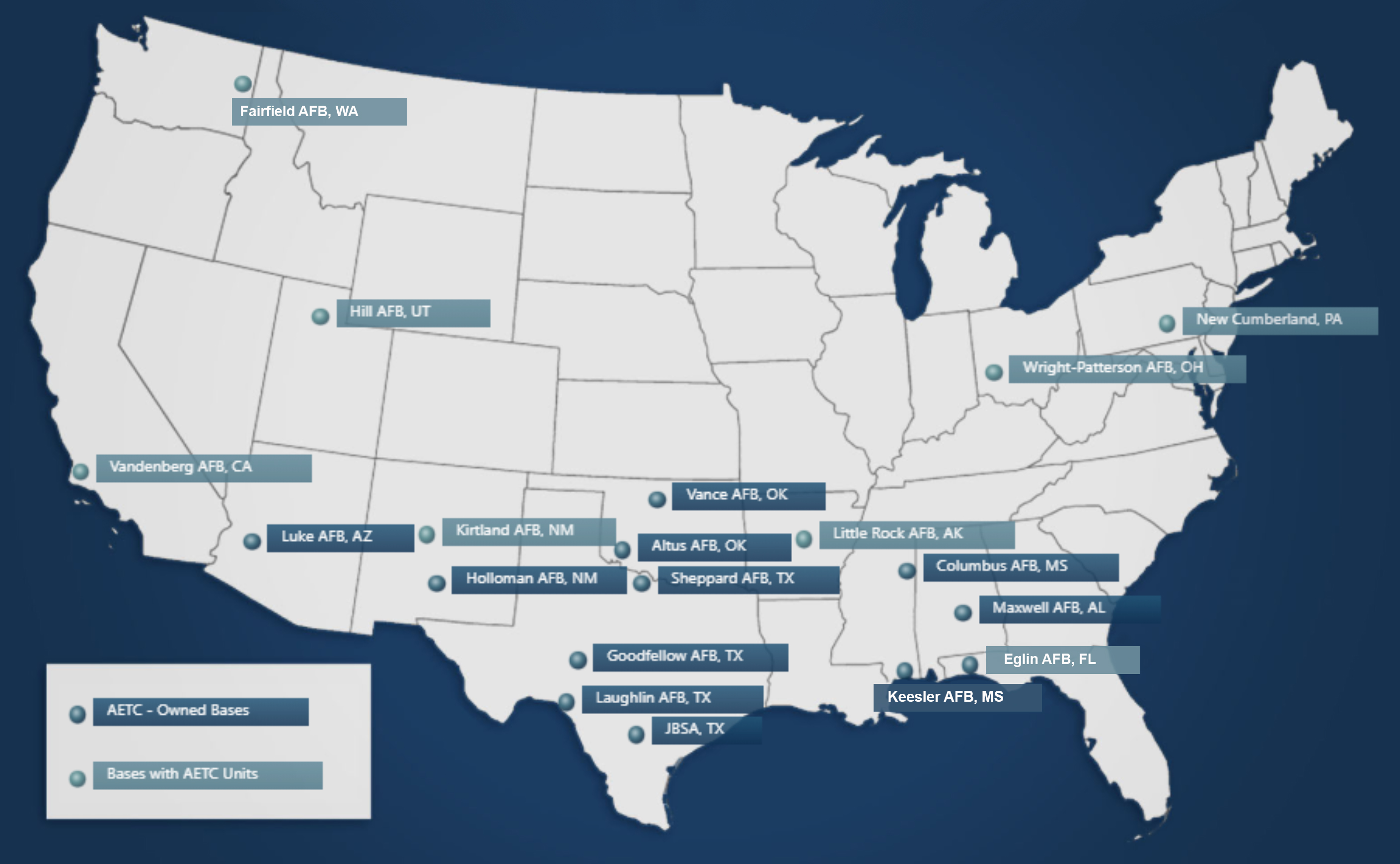 Air Force Bases East Coast Map
